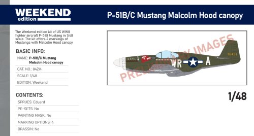 Przejdź do produktu Przedsprzedaż - Eduard 84214 - 1:48 P-51B Mustang Malcolm Hood canopy