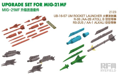 Przejdź do produktu Przedsprzedaż - Rye Field Model 2123 - 1:48 MiG-21MF UB-16-57 UM Rocket Launcher,  R-3S /AA-2B ATOLL B, RS-2US / AA-1 ALKALI 3D print