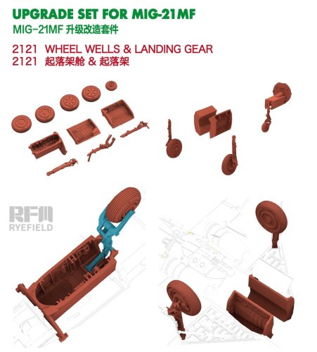 Przejdź do produktu Przedsprzedaż - Rye Field Model 2121 - 1:48 MiG-21MF Landing Gear & Wheel Wells detail 3D print