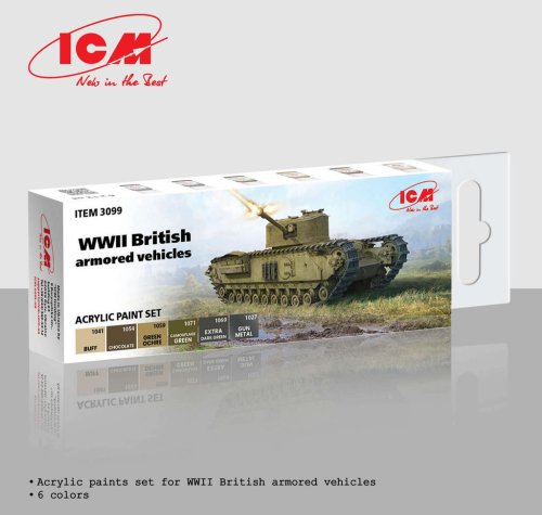 Przejdź do produktu ICM 3099 - Zestaw farb WWII British Armored Vehicles