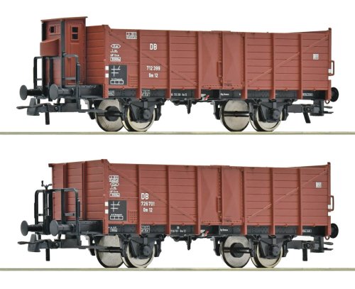 Przejdź do produktu Roco 6600267 H0 - Zestaw 2 wagonów towarowych otwartych typu Om 12, DB, ep.III