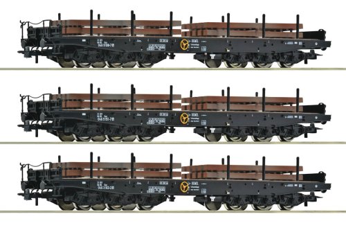 Przejdź do produktu Roco 6600263 H0 - Zestaw 3 wagonów platform typu Sas z ładunkiem, NS, ep.IV