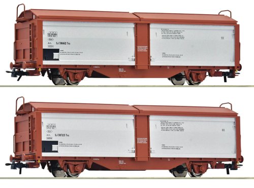 Przejdź do produktu Roco 6600257 H0 - Zestaw 2 wagonów towarowych z otwieranym dachem typu Teu, SJ, ep.IV