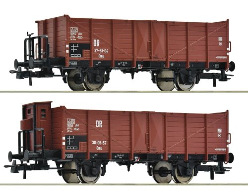 Przejdź do produktu Roco 6600253 H0 - Zestaw 2 wagonów towarowych otwartych typu Omu, DR, ep.III