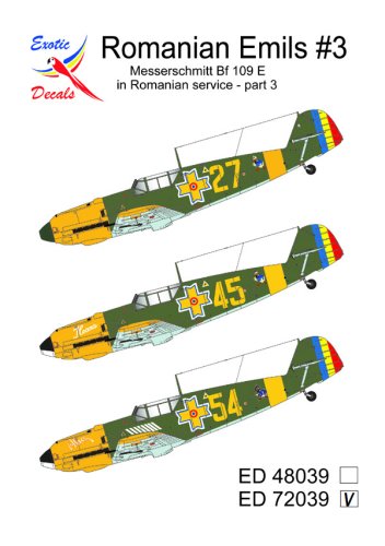 Przejdź do produktu Exotic Decals 72039 - 1:72 Romanian Emils #3 - Messerschmitt Bf 109 E in Romanian Service - Part 3