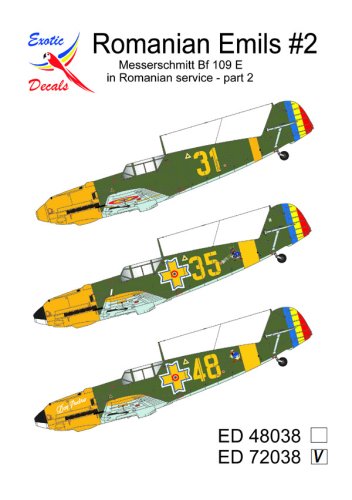 Przejdź do produktu Exotic Decals 72038 - 1:72 Romanian Emils #2 - Messerschmitt Bf 109 E in Romanian Service - Part 2