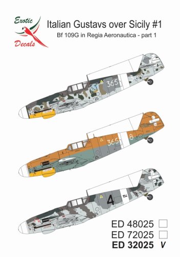 Przejdź do produktu Exotic Decals 32025 - 1:32 Italian Gustavs over Sicily #1 - Bf 109G in Regia Aeronautica - Part 1