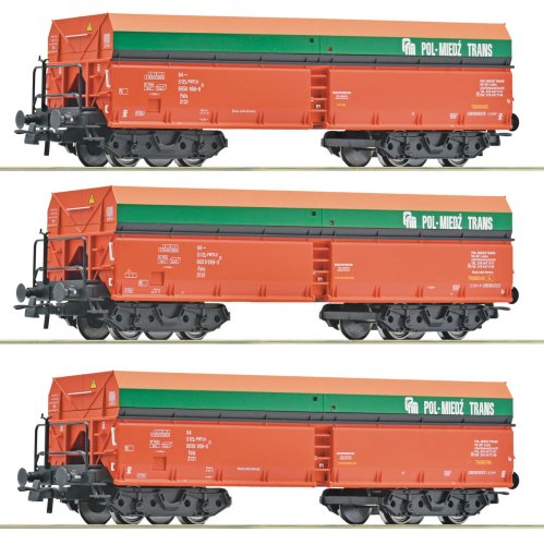 Przejdź do produktu Roco 6600218 H0 - Zestaw 3 wagonów towarowych samowyładowczych typu Fals, Pol-Miedź Trans, ep.VI
