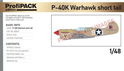 Przejdź do produktu Przedsprzedaż - Eduard 82243 - 1:48 P-40K Warhawk short tail