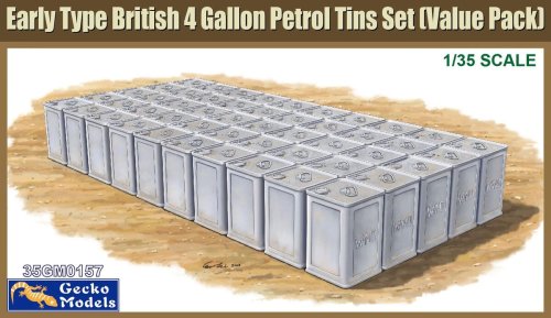 Przejdź do produktu Gecko Models 35GM0157 - 1:35 Early Type British 4 Gallon Petrol Tins Set Value Pack