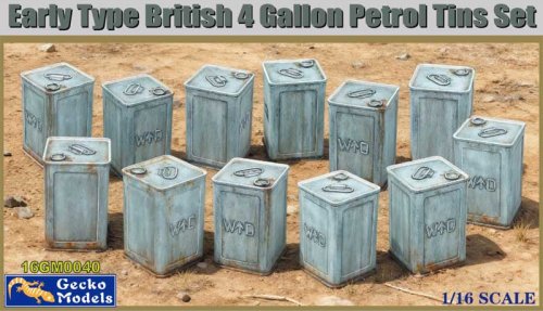 Przejdź do produktu Gecko Models 16GM0040 - 1:16 Early Type British 4 Gallon Petrol Tins Set Value Pack