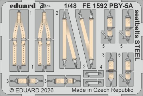 Przejdź do produktu Eduard FE1592 - 1:48 PBY-5A seatbelts - Steel