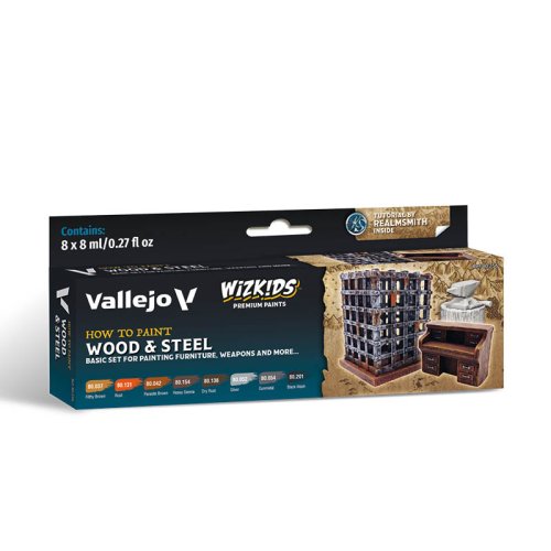 Przejdź do produktu VALLEJO 80256 - Wood & Steel - WizKids Premium Paints Set 8 x 8 ml