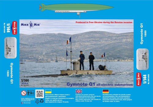 Przejdź do produktu Mikromir 144043 - 1:144 French Gymnote Q1 All-Electric Submarine