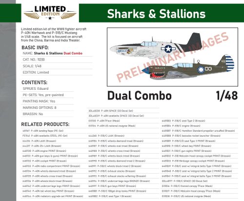 Przejdź do produktu Przedsprzedaż - Eduard 11200 - 1:48 Sharks and Stallions P-40N Warhawk & P-51B/C Mustang - Dual Combo Limited Edition
