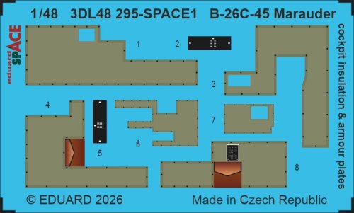Przejdź do produktu Eduard 3DL48295 - 1:48 B-26C-45 Marauder izolacja kokpitu i płyty pancerne kalkomanie 3D Space
