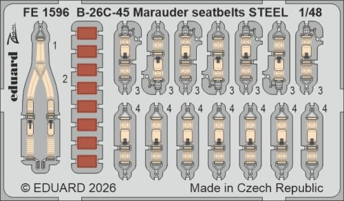 Przejdź do produktu Eduard FE1596 - 1:48 B-26C-45 Marauder pasy bezpieczeństwa Steel