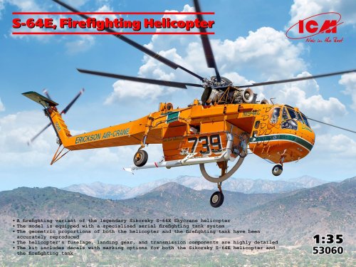 Przejdź do produktu ICM 53060 - 1:35 S-64E Firefighting Helicopter