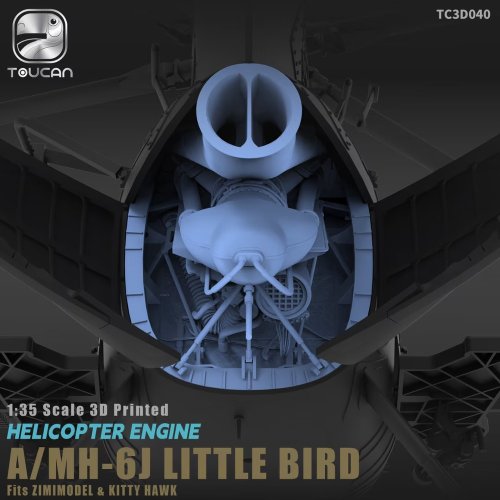Przejdź do produktu Zimi Model Toucan TC3D040 - 1:35 3D Printed Helicopter Engine for A/MH-6J Little Bird