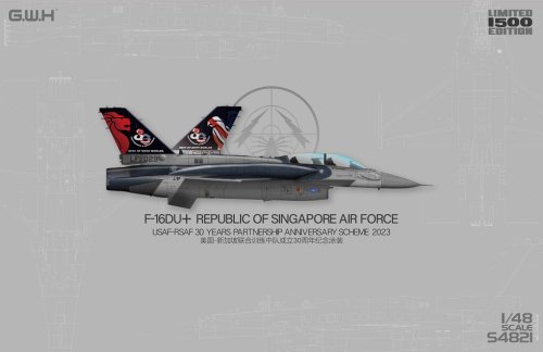 Przejdź do produktu Great Wall Hobby S4821 - 1:48 F-16DU+ Republic Singapore AF USAF-RSAF 30 Years Partnership Anniversary Scheme 2023