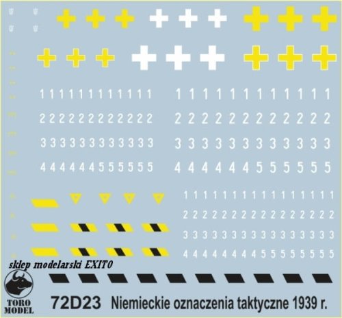 Przejdź do produktu TORO MODEL 72D23 - 1:72 Niemieckie oznaczenia taktyczne w kampanii wrześniowej 1939