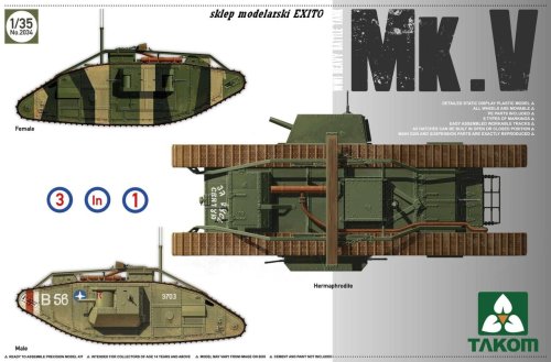 Przejdź do produktu TAKOM 2034 - 1:35 Mark V - WWI Heavy Battle Tank 3 in 1