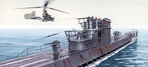 Przejdź do produktu MIRAGE 40043 - 1:400 U-875 typ U-IX D2 Turm II + wiatrakowiec Fa-330