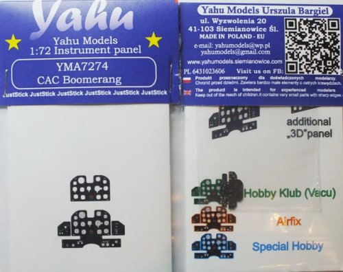 Przejdź do produktu YAHU YMA7274 - 1:72 CAC Boomerang tablica przyrządów