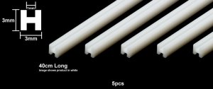 TAMIYA 70206 - Plastic Beams 3mm H-Shaped - Clear 5pcs x 40 cm