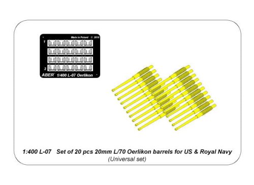 Przejdź do produktu ABER 1:400L-07  - 1:400 Set of 20 pcs 20mm L/70 Oerlikon barrels for US & Royal Navy
