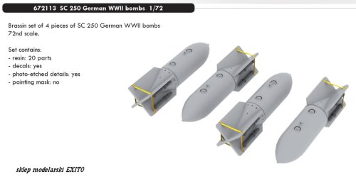 Przejdź do produktu EDUARD 672113 - 1:72 SC 250 German WWII bombs