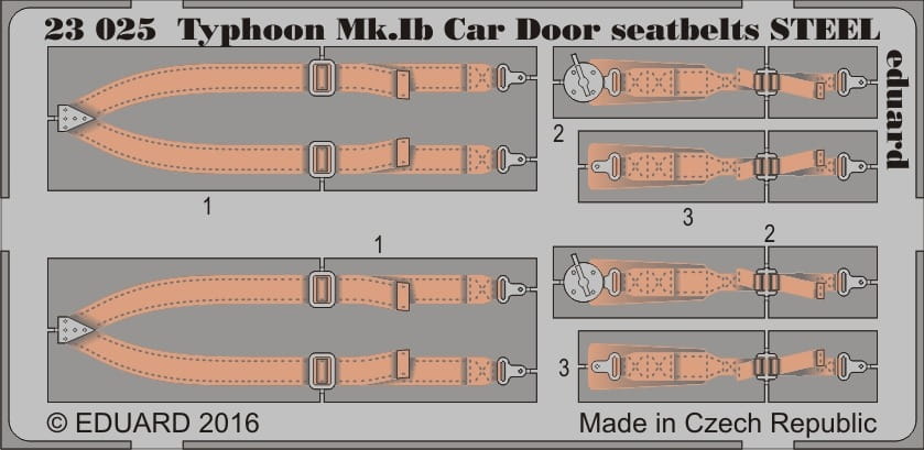 Przejdź do produktu EDUARD 23025 - 1:24 Typhoon Mk.Ib Car Door seatbelts - Steel