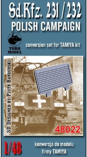 Przejdź do produktu TORO MODEL 48022 - 1:48 Wrzesień 1939 - Sd.Kfz. 231/232 - Tylna żaluzja osłony silnika bez uchwytu na koło zapasowe