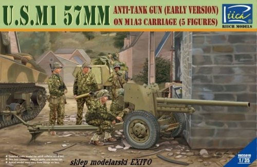 Przejdź do produktu RIICH MODELS 35019 - 1:35 U.S. M1 57mm Anti-Tank Gun Early On M1A3 Carriage w/ 5 Figures