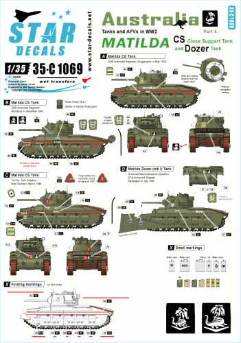 Przejdź do produktu STAR DECALS 35-C1069 - 1:35 Australian Matilda. Matilda Close Support and Dozer tank.