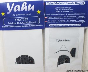 YAHU YMA7232 - 1:72 Fokker DXXI Dutch tablica przyrządów