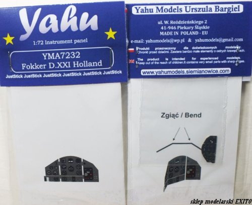 Przejdź do produktu YAHU YMA7232 - 1:72 Fokker DXXI Dutch tablica przyrządów