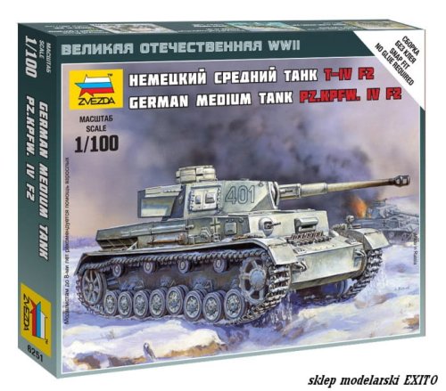 Przejdź do produktu ZVEZDA 6251 - 1:100 Pz.Kpfw. IV Ausf.F2 German Medium Tank