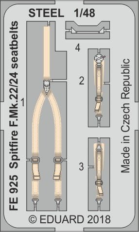 Przejdź do produktu EDUARD FE925 - 1:48 Spitfire F.Mk.22/24 seatbelts - Steel