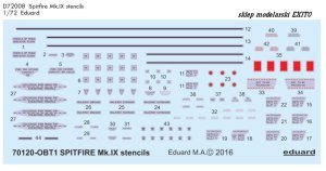 EDUARD D72008 - 1:72 Spitfire Mk.IX stencils