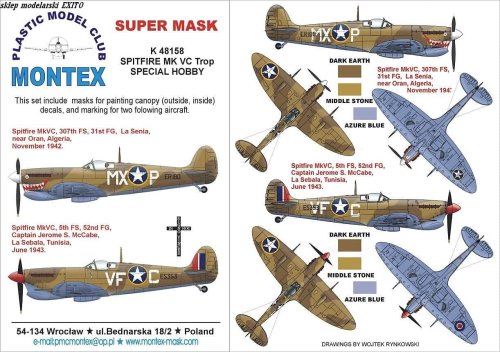 Przejdź do produktu MONTEX K48158 - 1:48 Spitfire VC USAAF