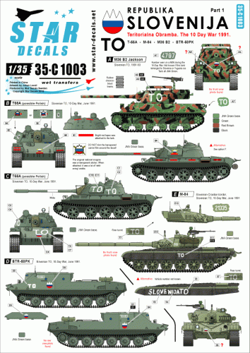 Przejdź do produktu STAR DECALS 35-C1003 - 1:35 Slovenija # 1. TO, 1991 Ten-Day-War. M36B2, T-55, M-84, BTR-50PK