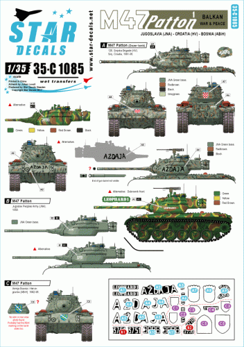 Przejdź do produktu STAR DECALS 35-C1085 - 1:35 M47 Patton # 1. Balkan War & Peace. Jugoslavia, Croatia, Bosnia ABiH.