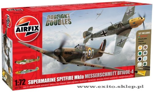 Przejdź do produktu AIRFIX 50135 - 1:72 Spitfire Mk.Ia & Messerschmitt Bf109E-4 zestaw z farbami