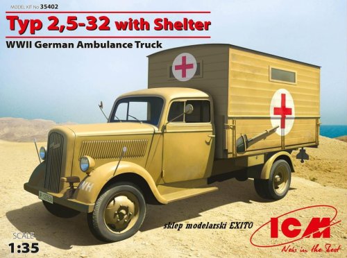 Przejdź do produktu ICM 35402 - 1:35 Typ 2,5-32 with Shelter WWII German Ambulance Truck