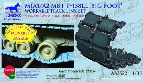Przejdź do produktu BRONCO AB 3522 - 1:35 M1A1/A2 MBT T-158LL Big Foot Workable Track Link Set