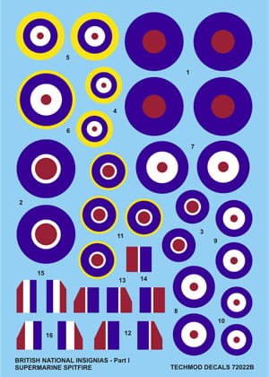 Przejdź do produktu TECHMOD 72022 - 1:72 British National Insignias Part 1 - Spitfire