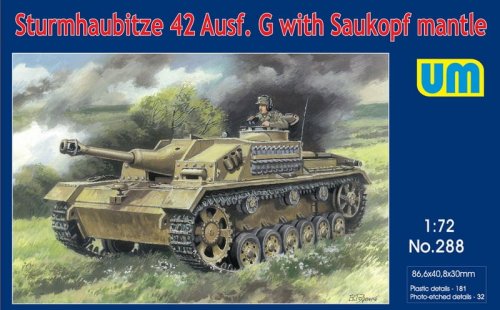 Przejdź do produktu UNIMODELS 288 - 1:72 Sturmhaubitze 42 Ausf. G with Saukopf Mantlet