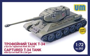 UNIMODELS 252 - 1:72 Captured T-34 Tank with 8.8 cm KwK 36 L/36 Gun