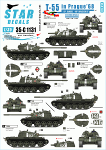 STAR DECALS 35-C1131 - 1:35 T-55 in Prague 1968. Op. Danube - invasion of Czechoslovakia. T-54A, T-55 and T-55A.